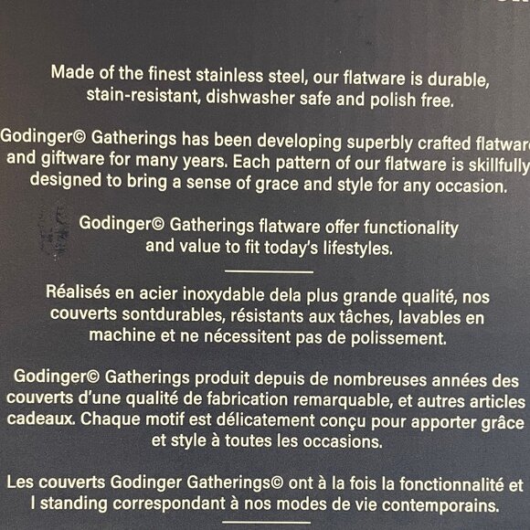 Godinger Lola Matte Stainless Steel 18/10 Stainless Steel 20Pc Flatware Set - Picture 10 of 11